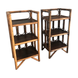 pair of vintage rattan bedside