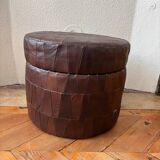 Patchwork leather storage pouf by De Sède, 1970.