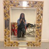 Mirror wood decoration vine leaves