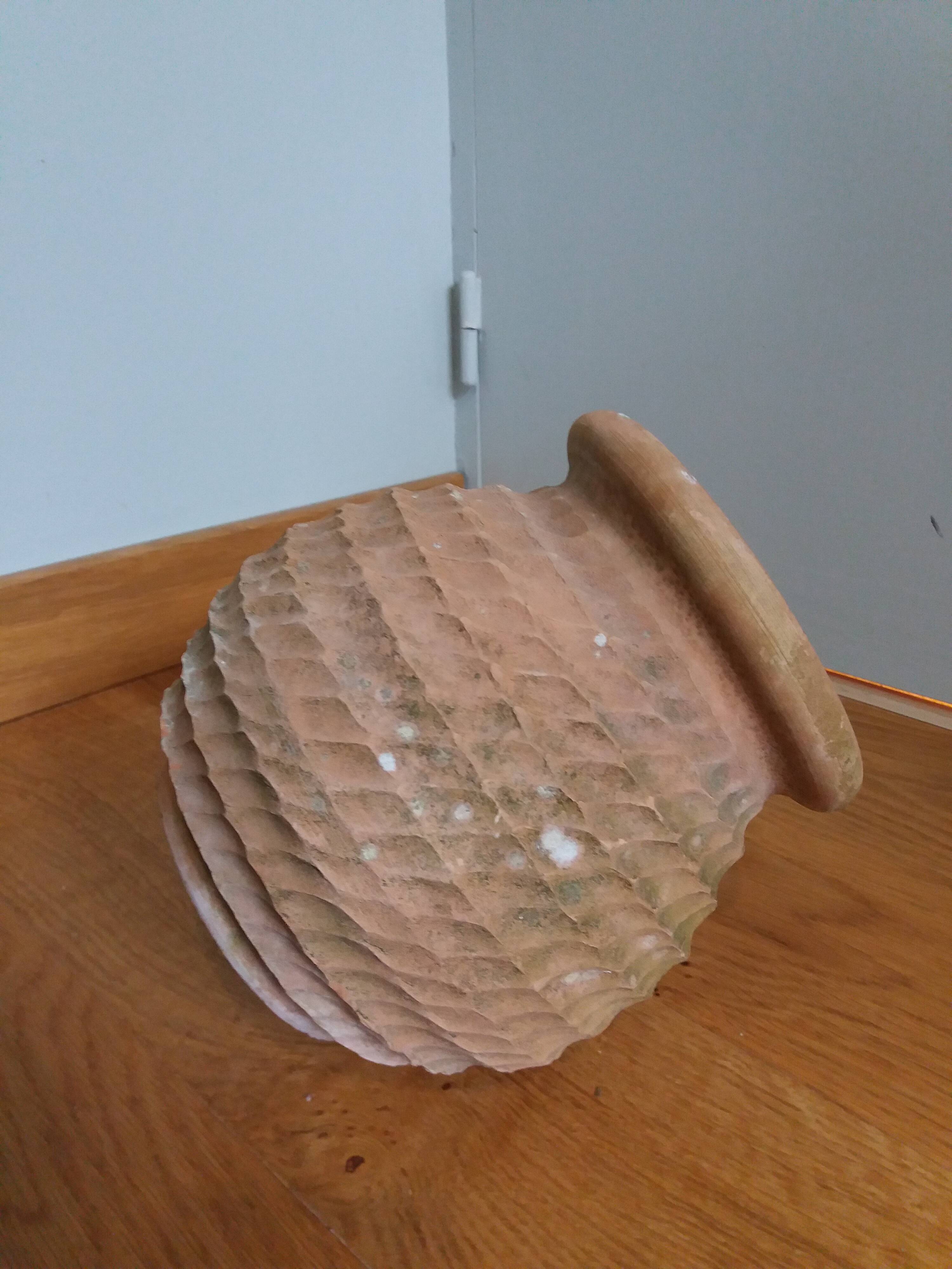 Terracotta jar pot rope decoration Goicoechea Basque Country