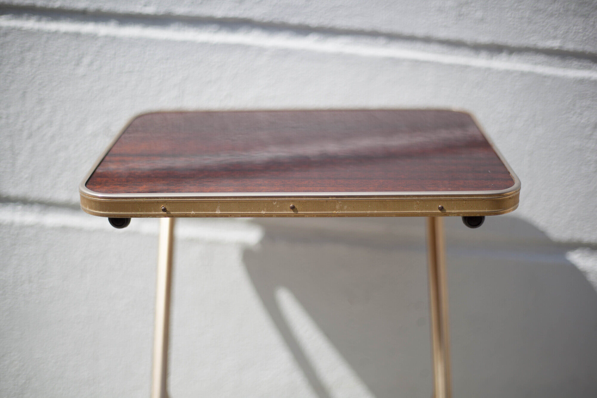 Metal wheeled tray with formica top, vintage wheeled cabinet, vintage side table