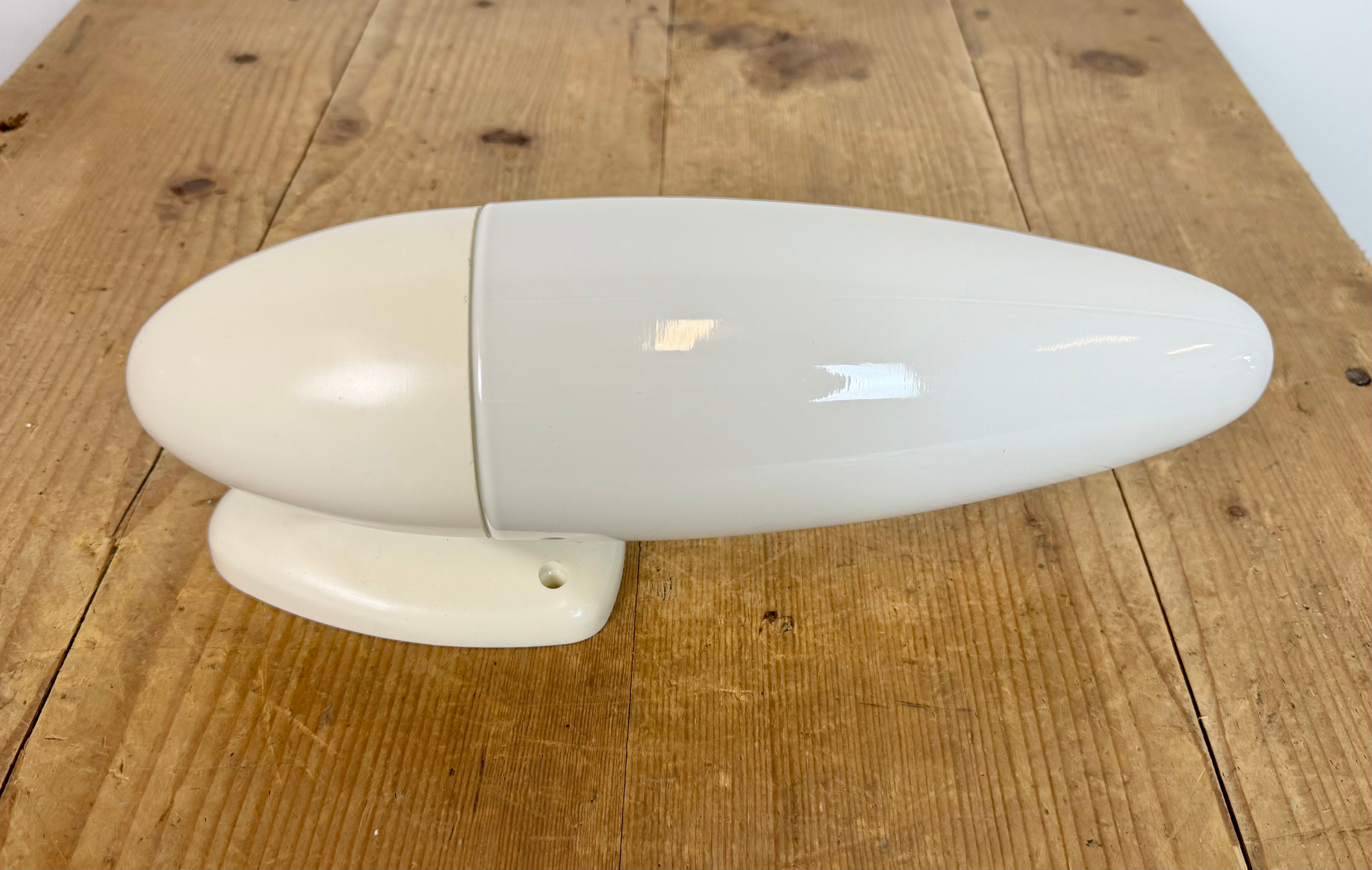 Industrial White Bakelite Wall Light with Milk Glass, 1950s