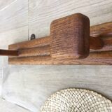 VINTAGE Geometric Solid Oak COAT RACK