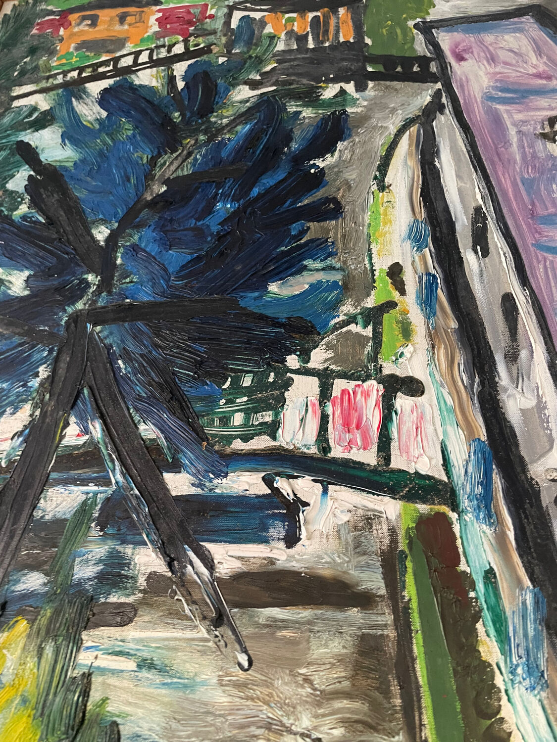 20th century school - The barge - Oil on canvas