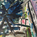 20th century school - The barge - Oil on canvas