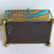Blue and orange vintage jewellery box in 70s bohemian chic stained glass