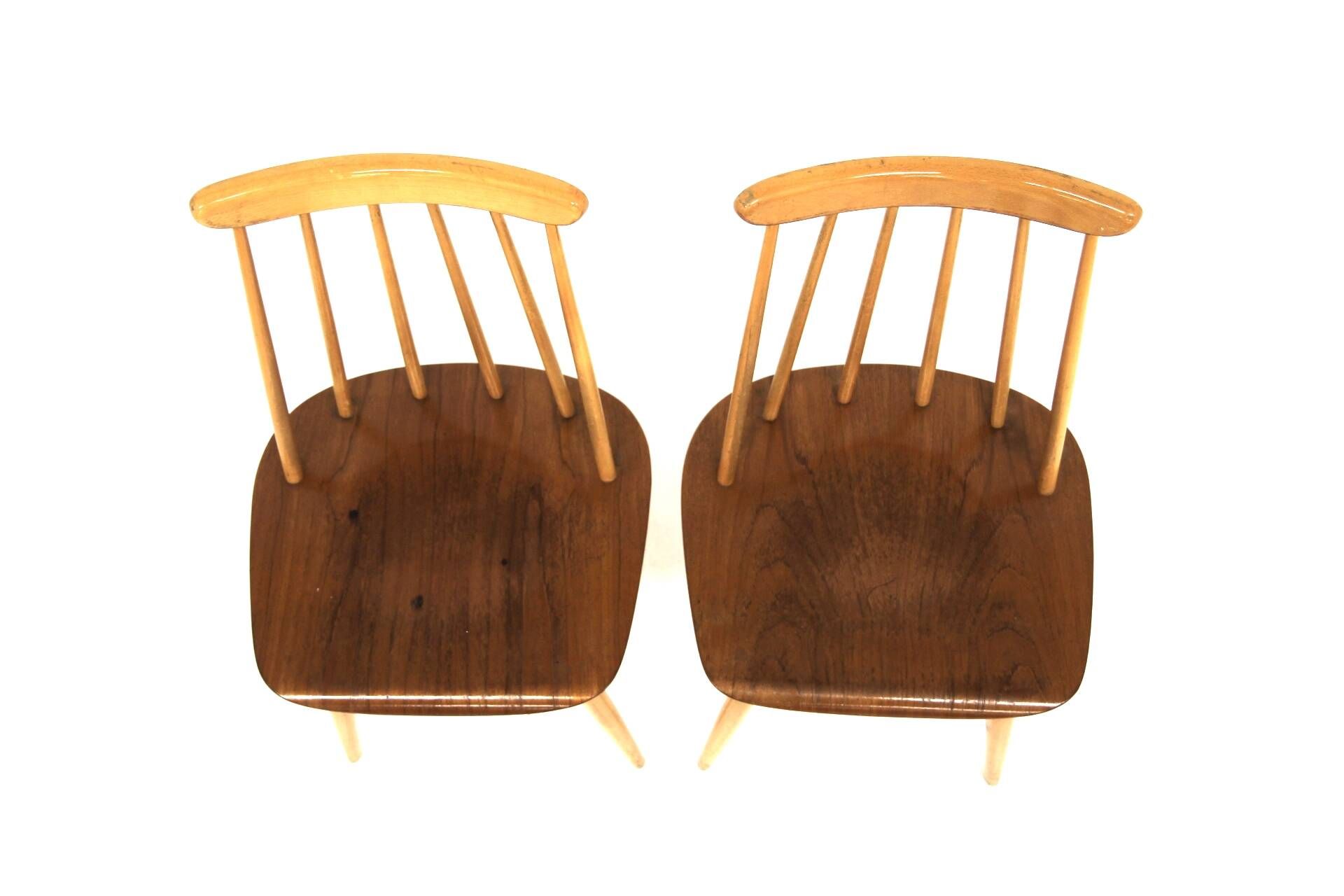 Set of 2 Scandinavian chairs, "Fanett by Ilmari Tapiovaara, Sweden, 1960