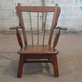 Paire de fauteuils en chêne brutaliste 1970