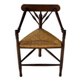 Dutch Antique Oak and Rush Chair, 1930s