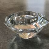 Glass table candle holder or crystal cast faceted diamond shape