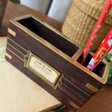 Wooden and brass pencil pot