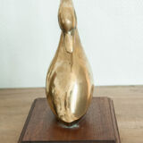 Canard en laiton & socle en bois
