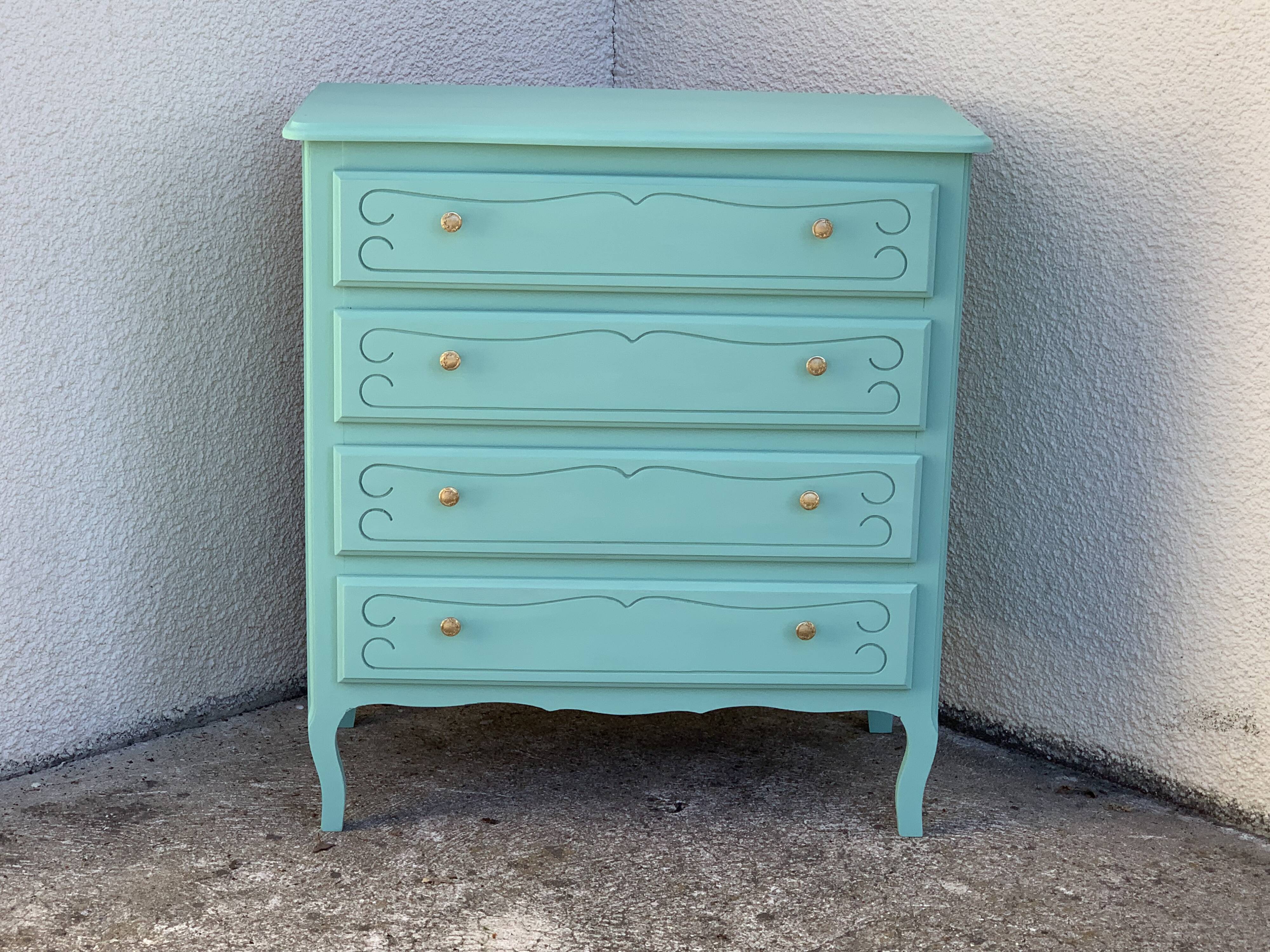Vintage mint green chest of drawers 1950