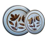 Longchamp stoneware chocolate flower plate duo