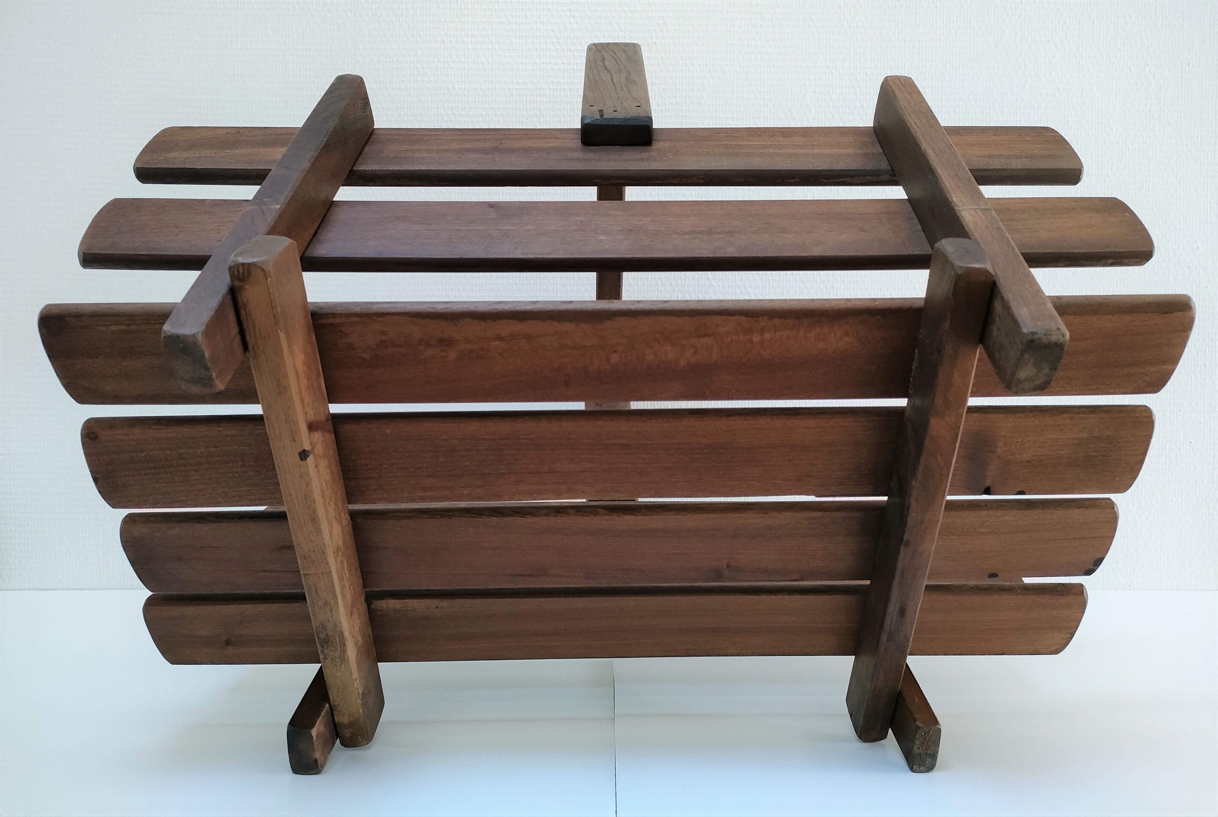 Solid wood log basket with vintage slats