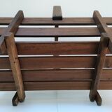 Solid wood log basket with vintage slats