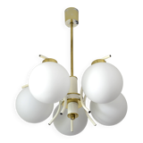 Mid-century modern vintage chandelier MCM Sputnik white hanging lamp 1970's