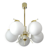 Lustre vintage moderne du milieu du siècle MCM Sputnik lampe suspendue blanche des années 1970