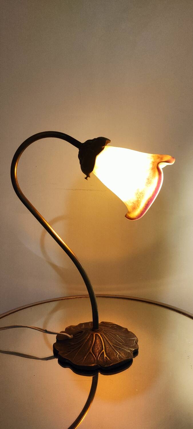 Two art nouveau style tulip lamps signed art de France