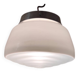 Plafonnier XXL style industriel globe opaline - mid. XXème