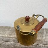 Teapot in gilded brass and wood