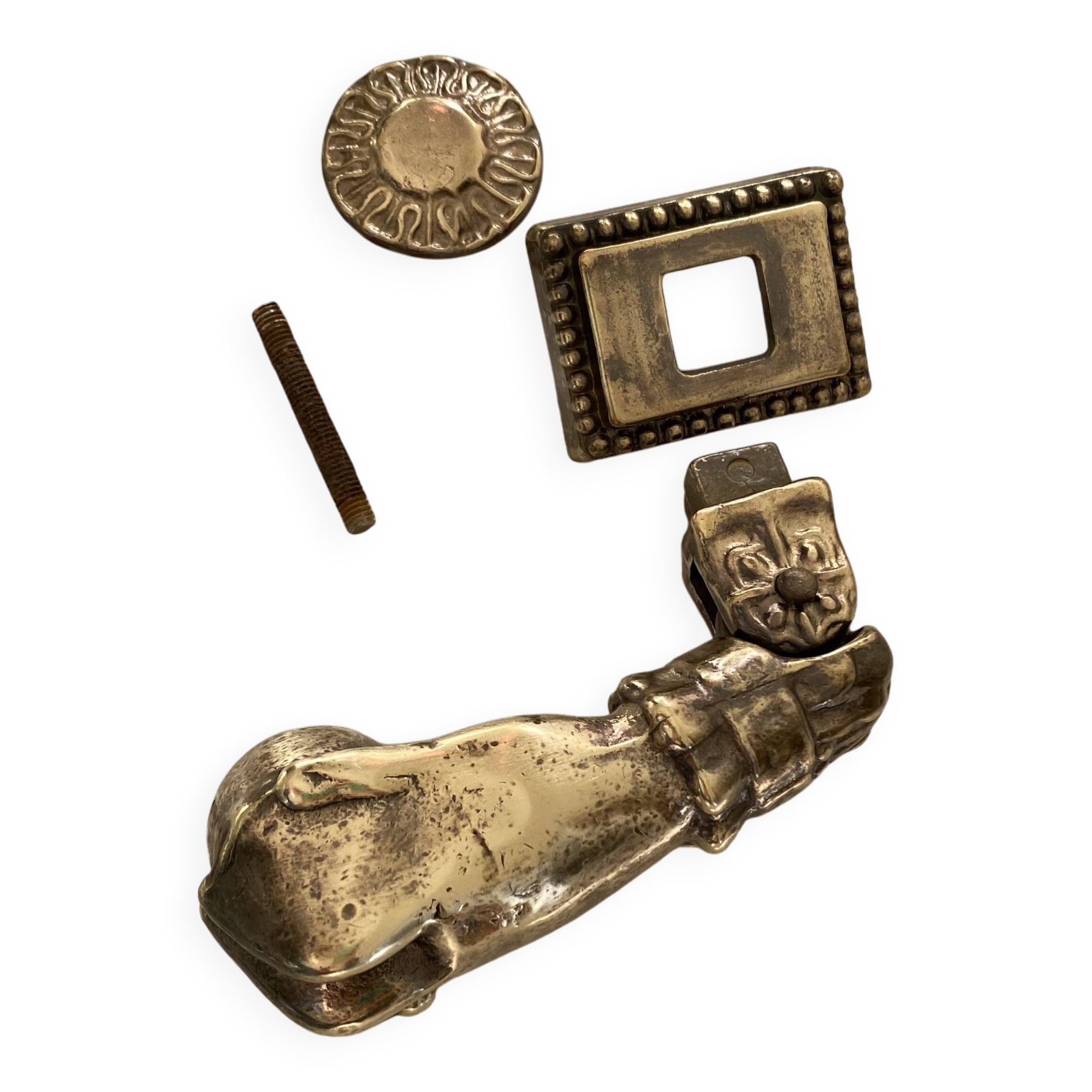 Antique Bronze Door Knocker Hand Ring Hammer Vintage