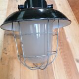 Set of 3 vintage Czech industrial pendant lights, 1950s