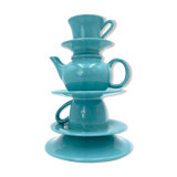 Blue tea cups stack vase, italy 1980s