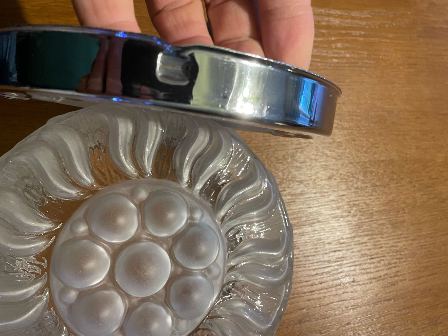 Art Deco pressed glass ceiling light Lumisec