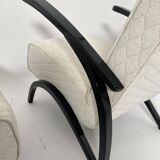 Set of Czechian Art Deco Black Laquered Lounge Chairs attributed to J. Halabala for Up Závody, 1930s