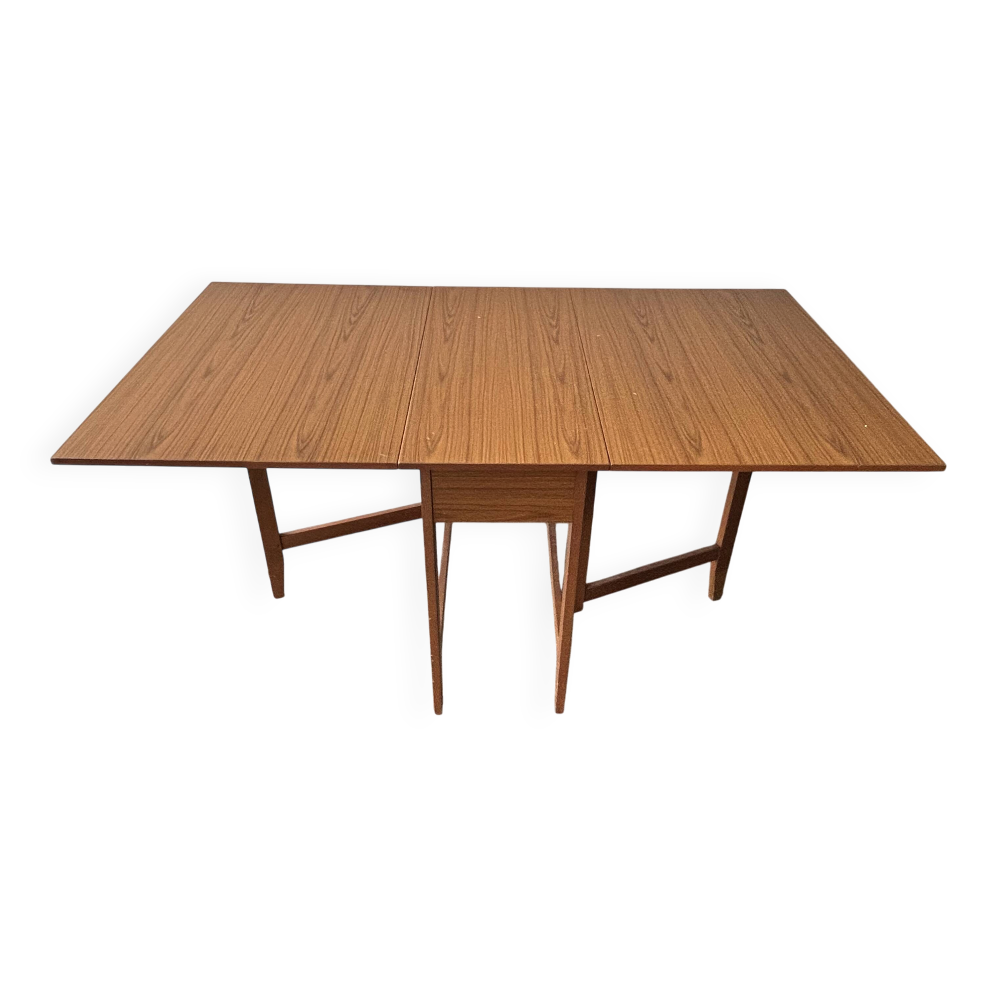 Schreiber Mid Century Vintage Teak Effect Formica Drop Leaf Gateleg Dining