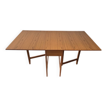 Schreiber Mid Century Vintage Teak Effect Formica Drop Leaf Gateleg Dining