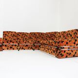 Vintage Italian Modular Sofa orange velvet 1970s