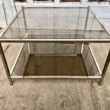 Square brass coffee table and smoked glasses