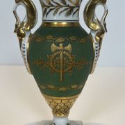 Pair of Empire Style Porcelain Vases, Decorated with Swans and Bundles