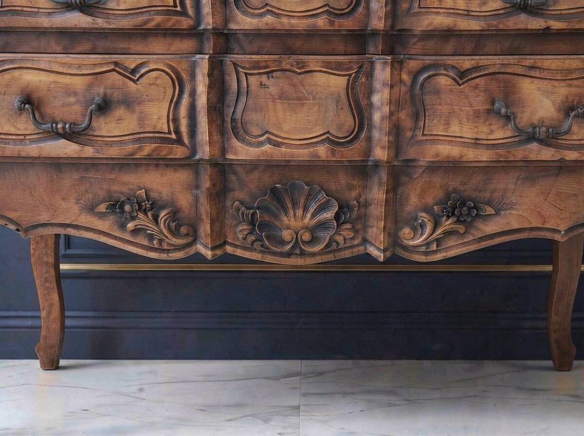 Secretary with a sloped top in solid walnut, Louis XV / Provençal style – 18th / XI
