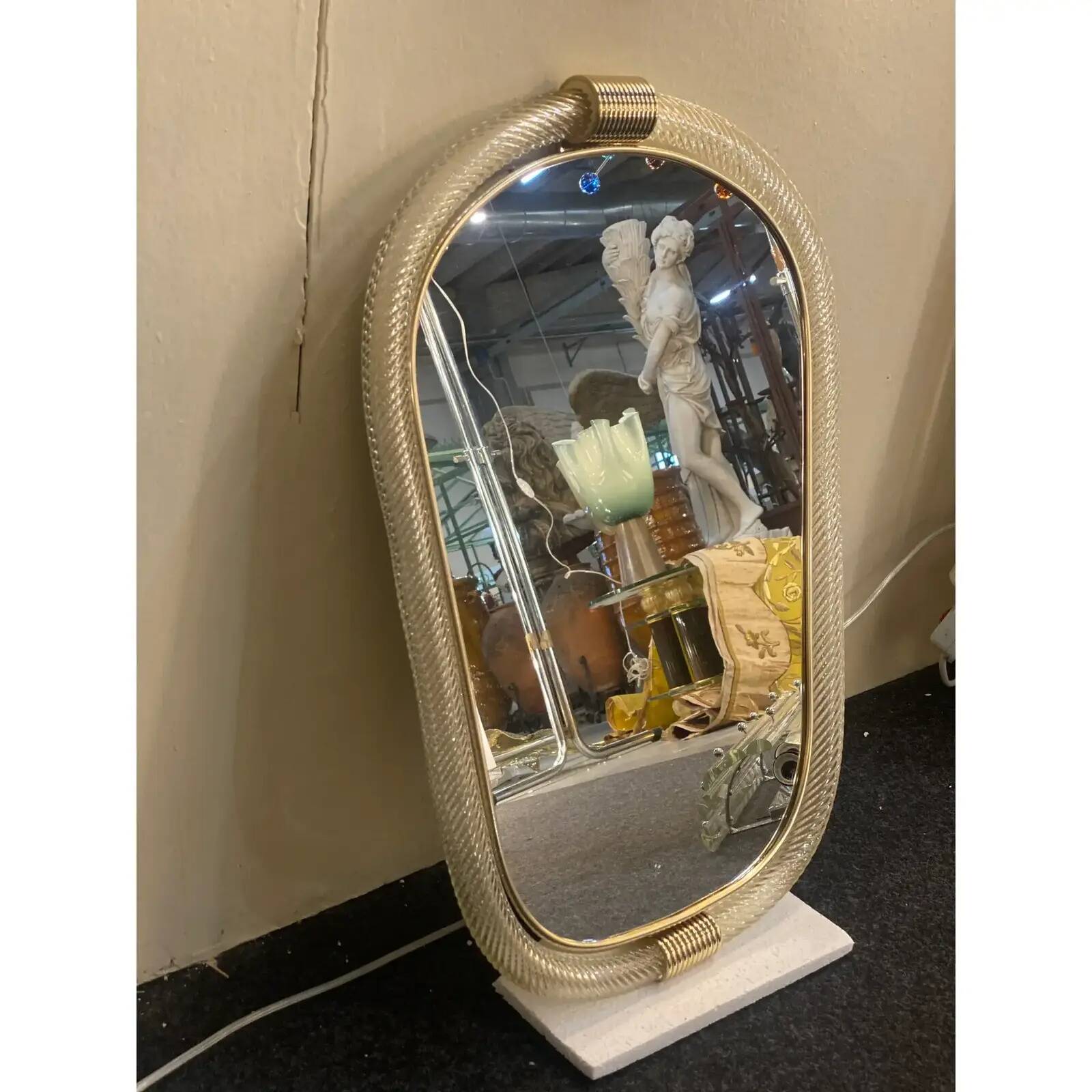 Miroir mural en verre de Murano « Torciglione » de style Barovier