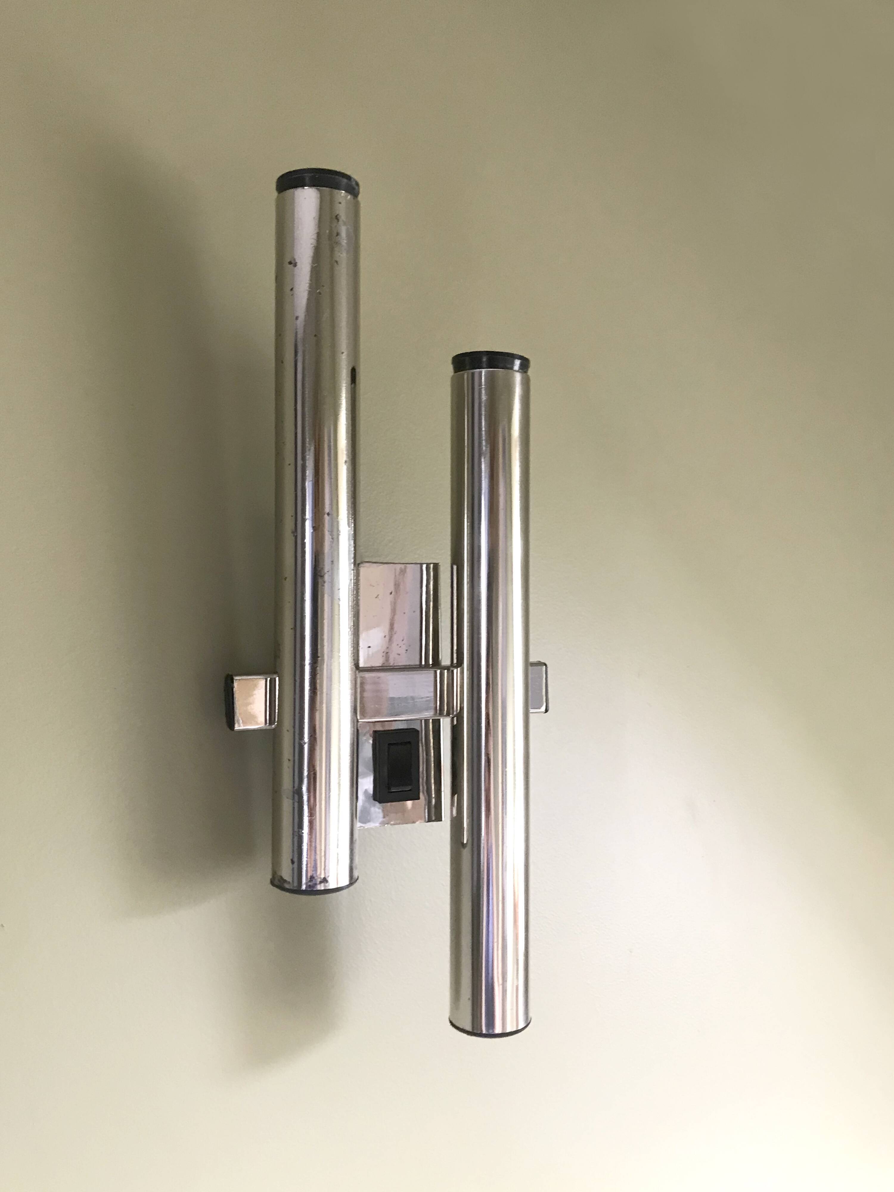 Pair of chromed sconces