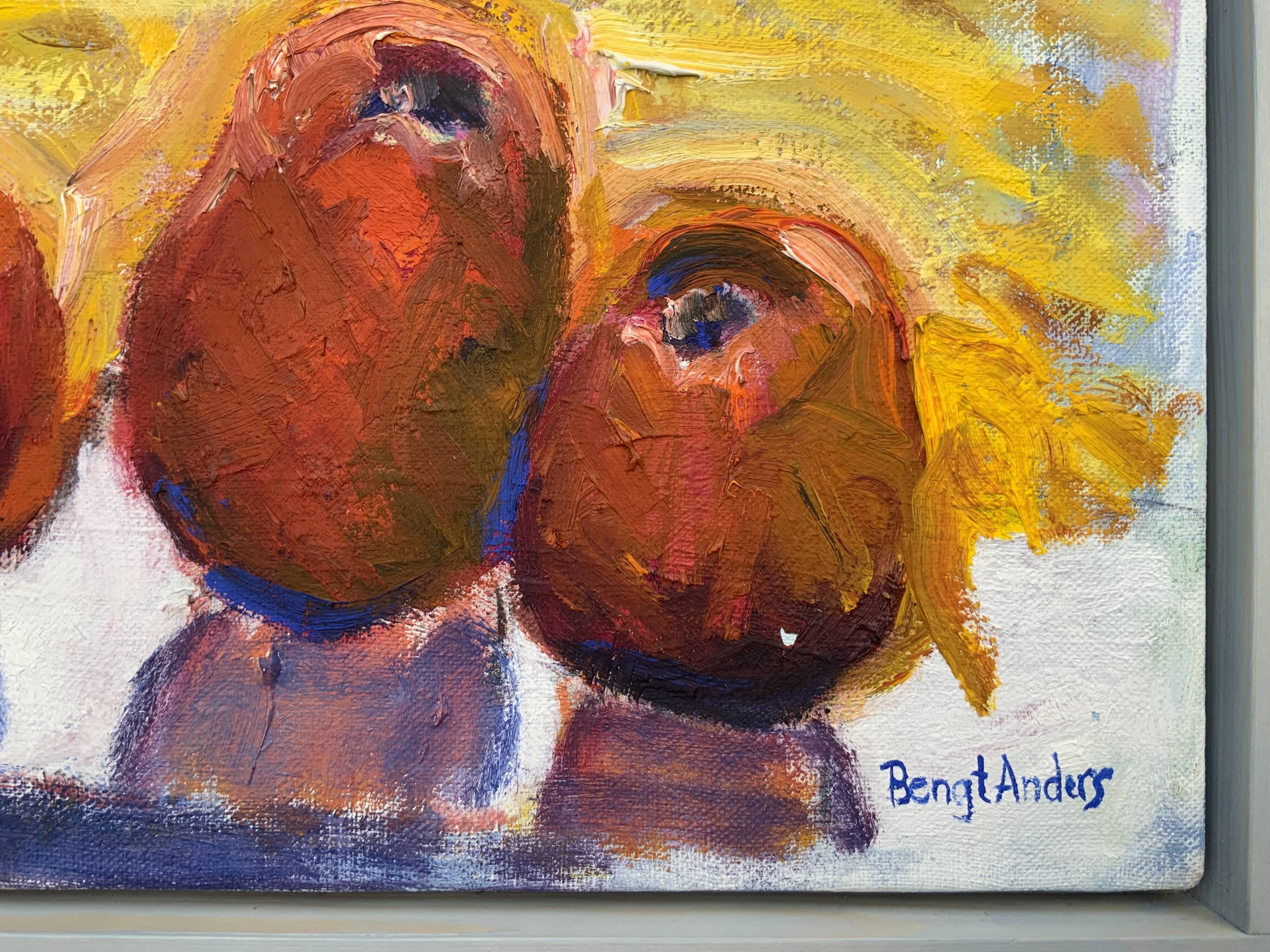 Vintage Expressionists Oil on Canvas with Apples, Signed by Bengt Anders