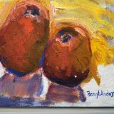 Vintage Expressionists Oil on Canvas with Apples, Signed by Bengt Anders