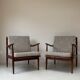 Two Vintage Danish Teak Wooden Armchairs