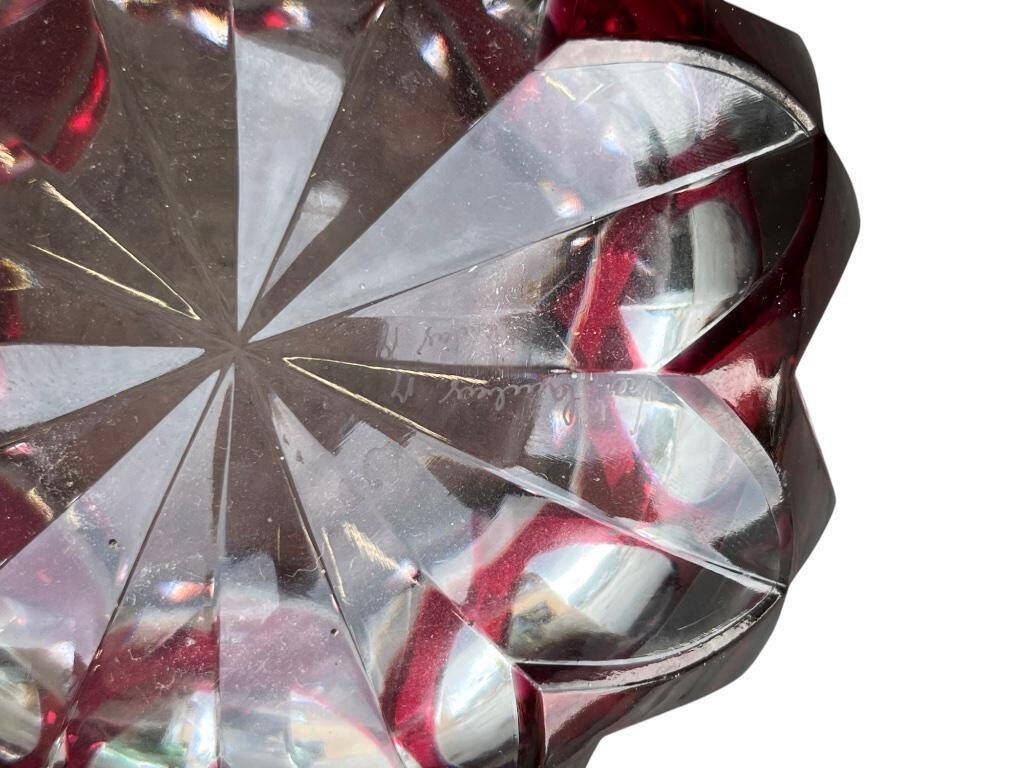 Ruby crystal ashtray Val Saint Lambert Vintage