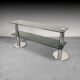 Console table in chromed steel and smoked glass of the 70s vintage