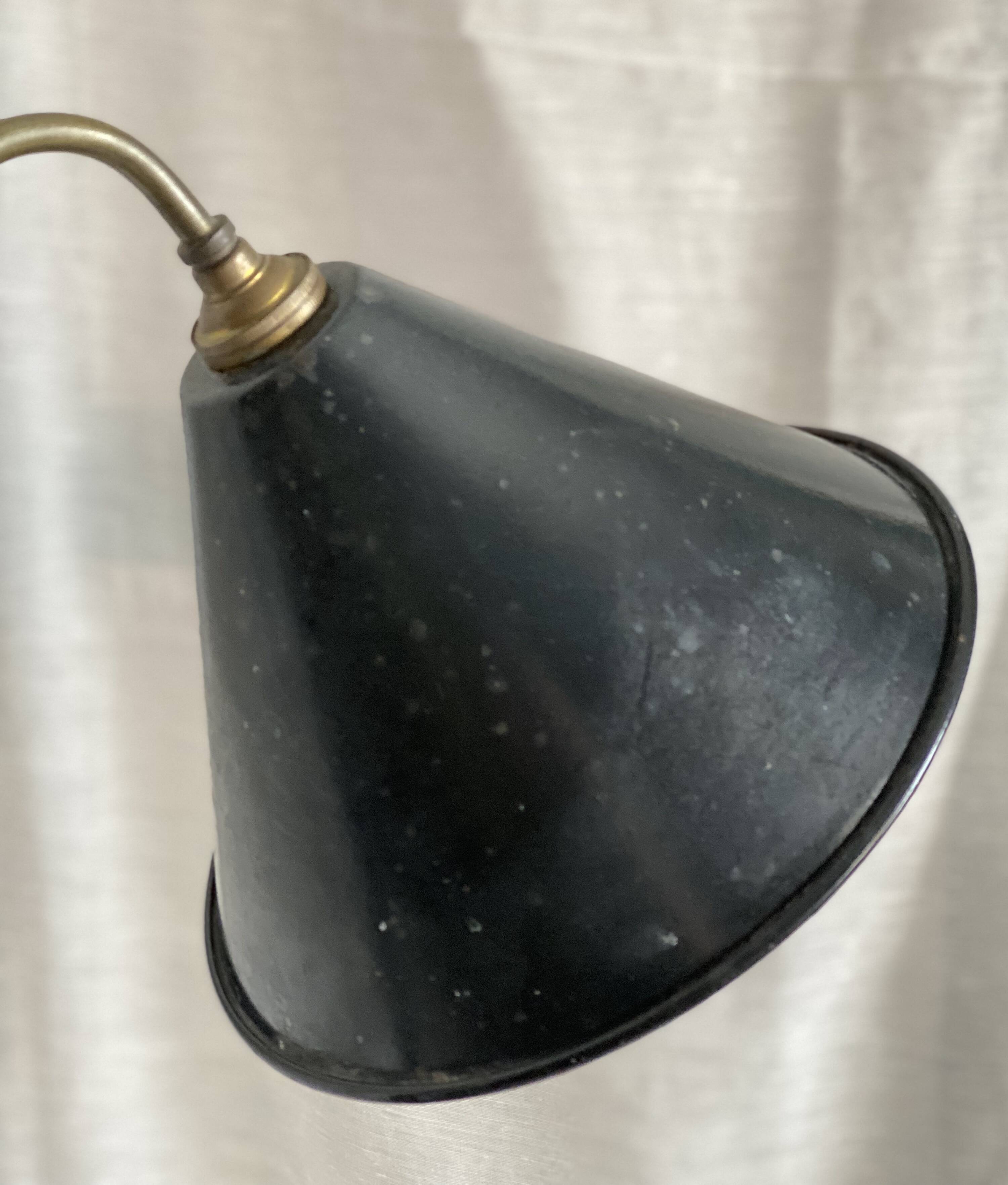 Vintage workshop lamp 1950 painted metal and brass