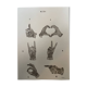 Signed painting monochrome watercolor sepia hand signs "gloves store poster"
