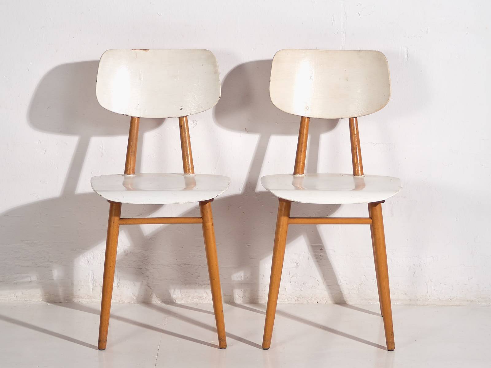 Vintage white chairs (circa 1960). 3-piece set #1