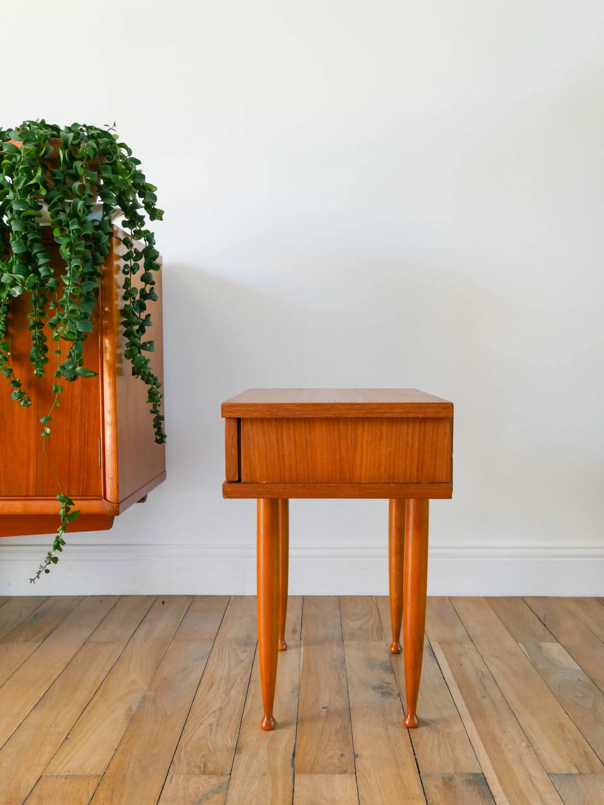 Table de chevet scandinave avec tiroir, en placage teck, 1960