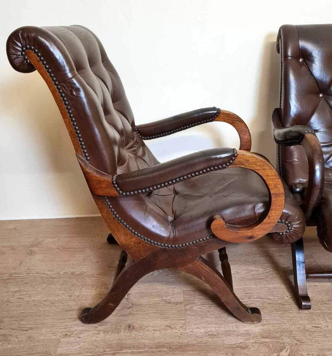 Pair of leather chesterfiel armchairs