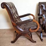 Pair of leather chesterfiel armchairs