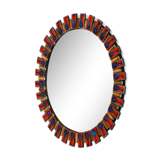 Vintage 60s witch eye bulging mirror - 37cm